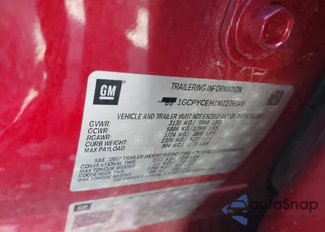 2021 Chevrolet Silverado 1500 4Wd Short Bed Custom Trail Boss z USA, uszkodzony, nr VIN 1GCPYCEH1MZ236049